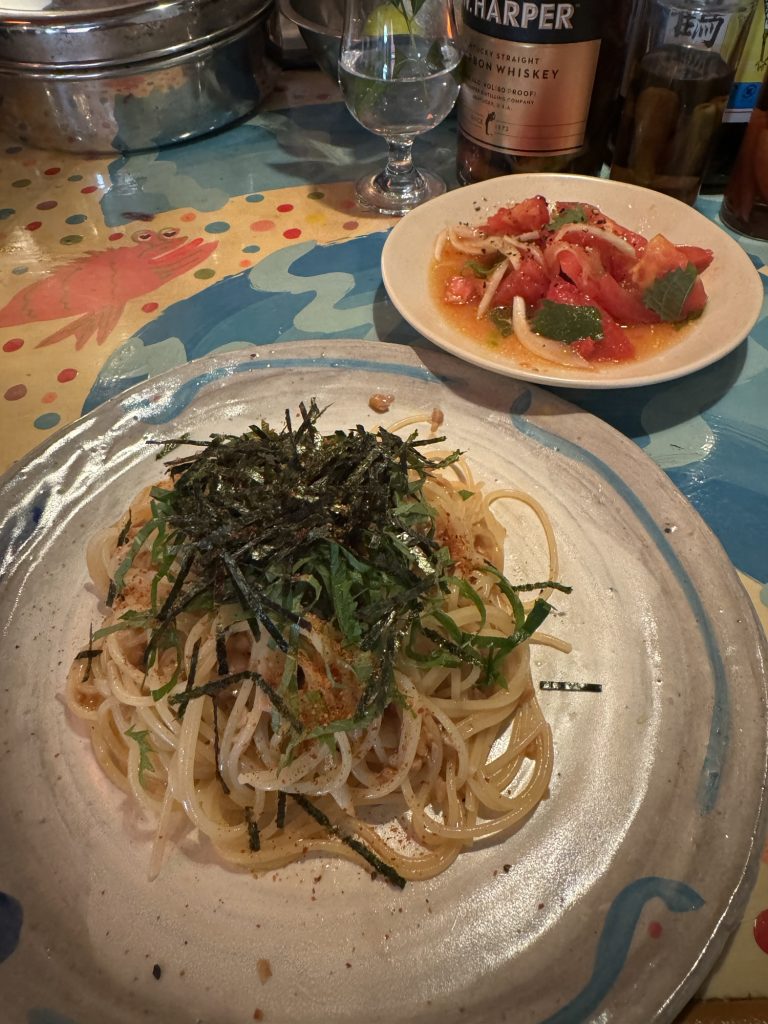 大葉と淡路島玉ねぎの冷製納豆パスタ