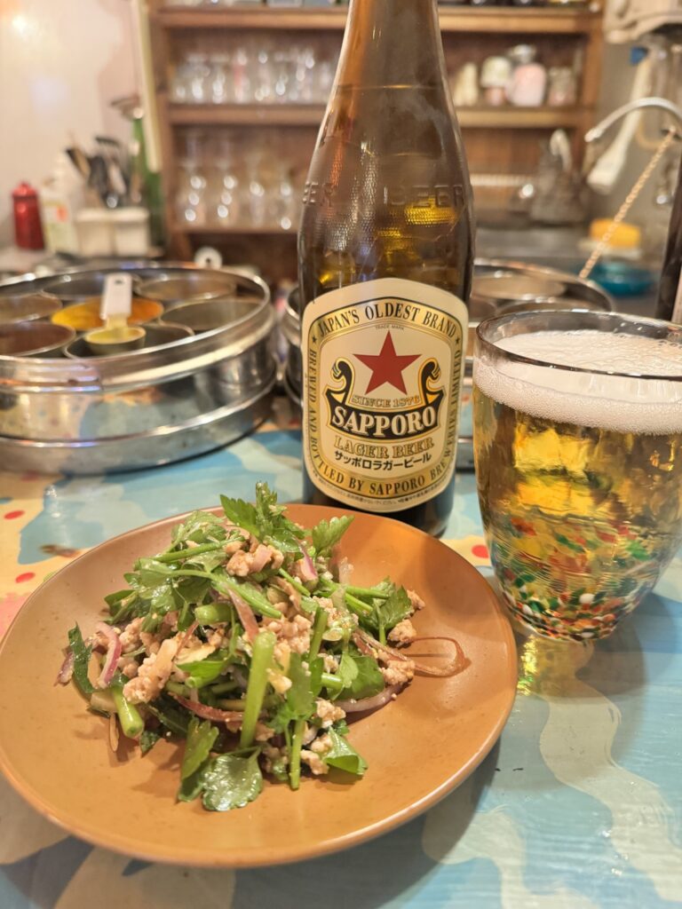 セリと柚子胡椒の和風ラープ